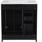 Meuble-lavabo simple de 76 cm avec armoire et 3 tiroirs – Noir / Bleu / Vert / Indigo / Blanc