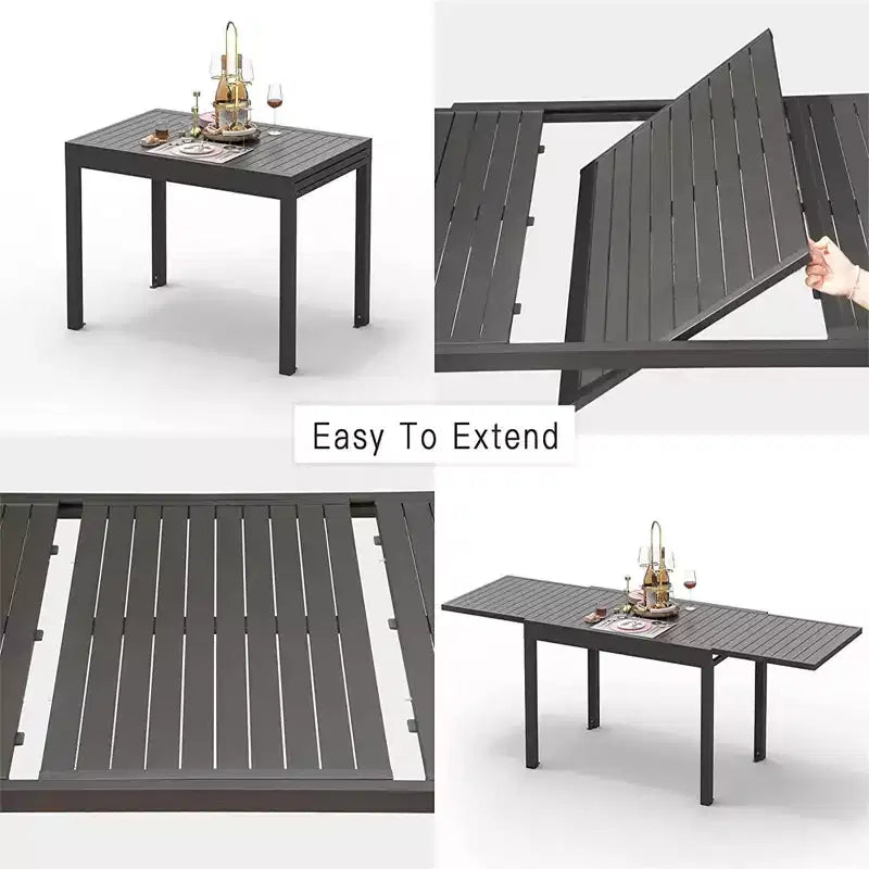 Table à manger extensible Okak en aluminium pour patio, cuisine et salle à manger