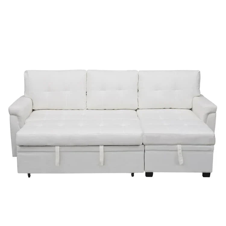 Canapé d'angle réversible convertible avec lit gigogne, méridienne de rangement et pieds durables