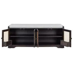 Banc de rangement rustique en bois Whisen, banc à chaussures d'entrée avec coussin amovible, étagères réglables