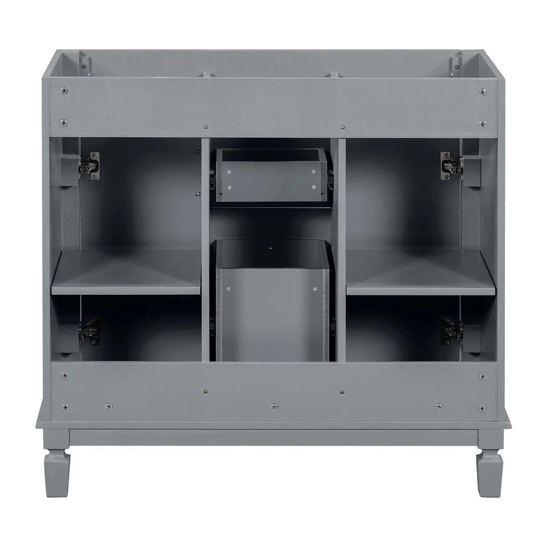Meuble-lavabo de salle de bain moderne de 91 cm avec lavabo et armoire de toilette, 2 portes et 2 tiroirs