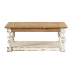 Table basse rectangulaire en bois blanc vieilli