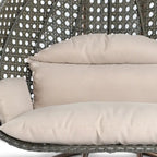 LeisureMod Fauteuil suspendu œuf 2 places avec support - Balançoire / hamac de patio en rotin osier pour extérieur/intérieur avec coussins