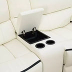 Canapé inclinable électrique MAYEERTY, fauteuil inclinable électrique 2 places en cuir respirant avec rangement et porte-gobelets pour salon, blanc