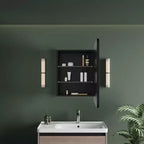 Armoire à pharmacie LED noire / blanche / dorée, porte simple, charnière à gauche ou à droite, encastrée ou murale