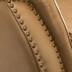 Fauteuil inclinable électrique en cuir véritable avec port USB – Ensemble de 2 fauteuils à oreilles cloutés