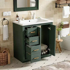 Meuble-lavabo simple de 76 cm avec armoire et 3 tiroirs – Noir / Bleu / Vert / Indigo / Blanc