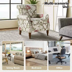 Fauteuil en bois traditionnel Araceli, rembourré à motifs floraux, avec dossier à oreilles et garniture cloutée | ART OF LIVING DESIGNS