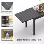 Table à manger extensible Okak en aluminium pour patio, cuisine et salle à manger