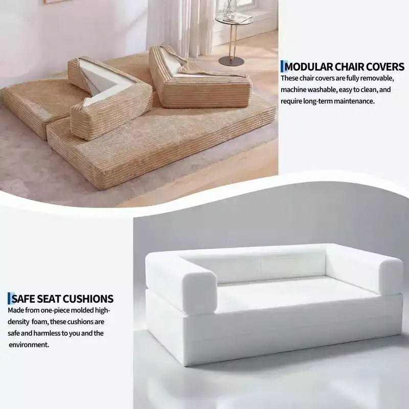 Canapé-lit convertible 5-en-1 80,7 po – Velours côtelé, 544 kg, aucun assemblage