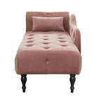 Chaise longue moderne de 154 cm avec revêtement en velours, boutons capitonnés, pieds en bois massif et clous de tapissier