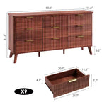 Commode cannelée à 9 tiroirs, commode moderne, meuble TV en bois, design à profil incurvé, pour salon, couloir