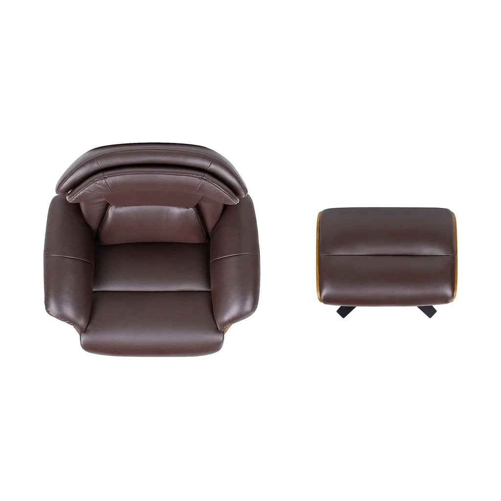 Jovan 31.5 Fauteuil inclinable en cuir véritable avec ottoman