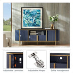 Meuble TV de luxe moderne, meuble de divertissement, avec plateau en faux marbre