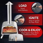 Four à Pizza Extérieur Multi-Combustibles avec Brûleur à Gaz et Boîte à Bois - 12 pouces