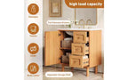 JVNOXK Meuble sous-vasque rustique moderne en céramique de 30 pouces avec 3 tiroirs et 1 grande porte à fermeture douce, meuble de rangement, grain de bois naturel