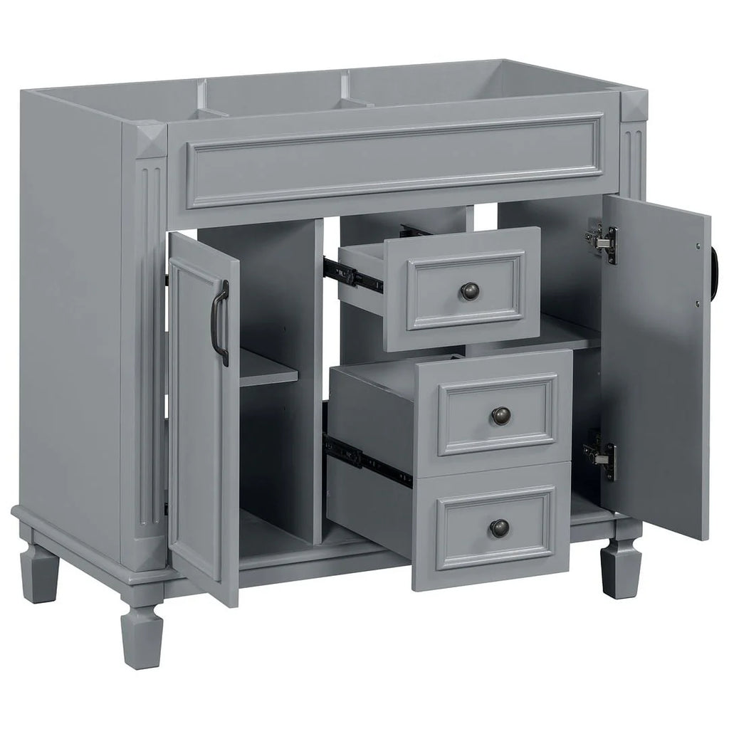 Meuble-lavabo de salle de bain moderne de 91 cm avec lavabo et armoire de toilette, 2 portes et 2 tiroirs