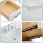 Meuble-lavabo de salle de bain Vanity Art 72 po à double vasque avec dessus en marbre reconstitué