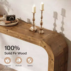 Table console en bois massif Lantine de 180 cm, table de canapé style ferme avec coins cascade pour entrée, salon, derrière le canapé, bois naturel