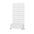Jardinière rectangulaire en fer forgé blanc MAYEERTY avec treillis (Harold Large-Étroit à persiennes), 72x35x16, 5 pièces Décoration de jardin intérieur extérieur