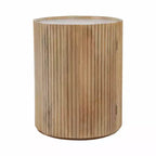 Table d'appoint décorative en bois nervuré avec plateau en marbre et rangement - Petite table d'appoint pour la décoration de la chambre ou du salon