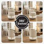 Chaise de vanité pivotante avec rangement, tabouret de maquillage rond rembourré avec dossier, fauteuil d'appoint rembourré doux pour chambre et salon