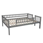 Lit superposé triple pour deux personnes avec échelle convertible et toboggan, lit triple avec barrières de sécurité, blanc/gris/espresso - ModernLuxe