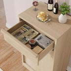 Poubelle inclinable, chêne naturel, poubelle avec rangement et tiroir, meuble poubelle caché, panier à linge pour cuisine, salle à manger, salon