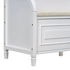 Banc de rangement rustique en bois massif pour entrée avec charnière de sécurité