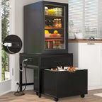 Meuble de support pour mini-réfrigérateur avec station de charge, table d'appoint avec tiroirs de rangement et meuble à roulettes