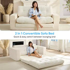 Mjkone Canapé-Lit Futon Convertible 2-en-1 180 cm, Canapé Deux Places Pliable en Tissu Côtelé avec Boutons Touffetés, Idéal pour Petits Espaces