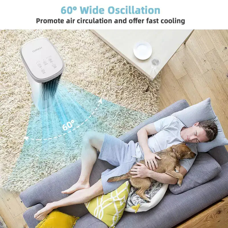 Costway Refroidisseur d'air par évaporation portable 3 en 1 102 cm Ventilateur tour sans pales avec minuterie