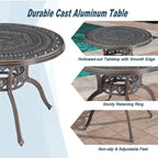 Ensemble de salle à manger d'extérieur 5 pièces en fonte d'aluminium avec 4 chaises pivotantes