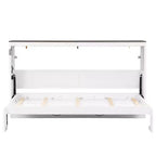 Lit escamotable double avec éclairage LED, peut être plié en armoire, armoire-lit murale dissimulée pour chambre d'amis