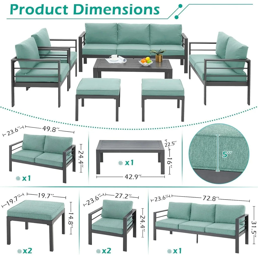 AECOJOY Ensemble de 7 Meubles de Jardin en Aluminium pour Extérieur