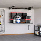 Étagère de rangement de garage robuste réglable, à fixation au plafond avec verrou de sécurité, capacité de 113 kg pour bacs, outils, vélos et garage