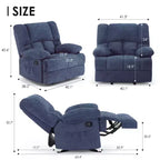Fauteuil inclinable à bascule surdimensionné bleu avec revêtement en chenille