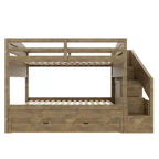 Lit superposé Whisen Twin XL avec lit gigogne, lit superposé avec rangement, lit superposé en bois massif, escalier de rangement, armoire, 3 tiroirs, pour enfants