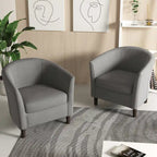 2 fauteuils club modernes en lin avec accoudoirs ronds