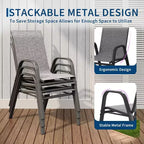 Chaises de patio, Lot de 4/6 chaises de salle à manger empilables d'extérieur en textilène léger résistant aux intempéries avec accoudoirs pour jardin, terrasse de piscine