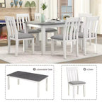 Ensemble de salle à manger extensible de style ferme pour 6 personnes, table rectangulaire et 6 chaises rembourrées