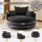 Fauteuil d'appoint pivotant à 360°, Fauteuil pivotant rond en forme de baril avec coussin pour salon