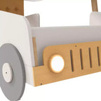 Lit de voiture Whisen Wood avec oreiller, tissu de plafond et LED - Naturel