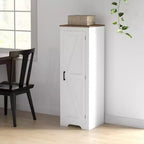 Meuble de Rangement HOMCOM Style Ferme avec Étagère Réglable, Buffet d'Appoint à Porte Coulissante Unique pour Salon, Meuble de Rangement sur Pied, Blanc