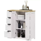 Meuble bas de salle de bain HOMCOM avec étagère réglable, meuble de rangement de salle de bain autoportant avec 4 tiroirs et 2 portes, blanc