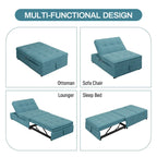 Canapé convertible 3 places 4-en-1 en lin 72,5" avec dossier réglable sur 5 niveaux et poche de rangement