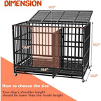BOSSIN Cage pour Chien Robuste Indestructible 48/38 Pouces, Niche Anti-Évasion avec Roues Verrouillables