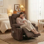 Fauteuil inclinable surdimensionné 360 pivotant et berçant avec massage et chaleur - Fauteuil de salon ergonomique avec porte-gobelets, poches latérales pour salon, chambre de bébé