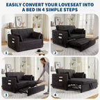 Canapé-lit convertible 55 pouces avec repose-pieds escamotable et dossier réglable, canapé peu encombrant pour petits appartements