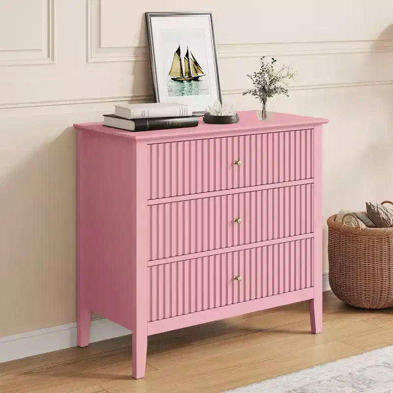 Heynemo Commode 3 Tiroirs, Table de Chevet en Bois Peint de 76 cm de Haut avec Rangement, Grande Commode Moderne avec Coulisses à Roulement à Billes